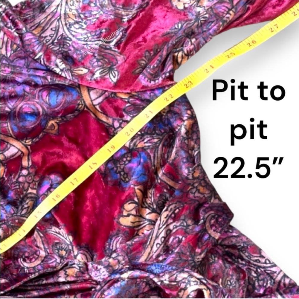 NWT Free People Delphine Jumpsuit Color In Red Combo XL Paisley Print Velvet - Picture 8 of 10